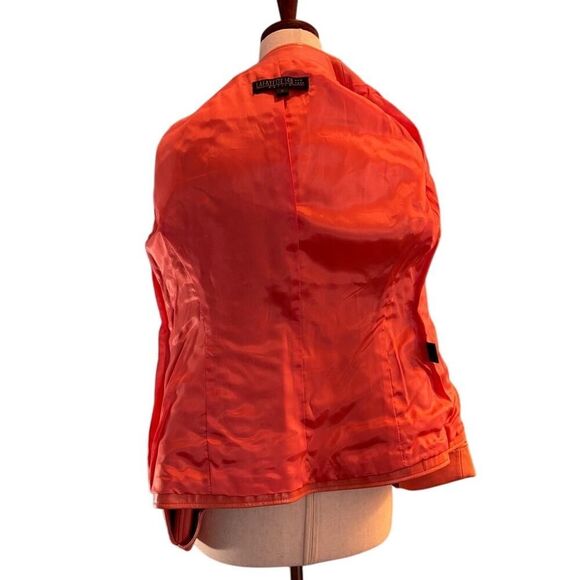 Lafayette 148 Leather Jacket Blazer Coral Fully Lined Butter Soft 2 Petite - Picture 8 of 14